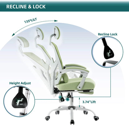 Ergonomic Reclining High Back Mesh  Gaming Chair  Swivel Rolling  Lumbar Support Pillow