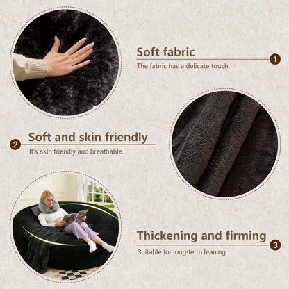 Adult beanbag chair with padded beanbag inside, memory foam chair, soft flannel washable cover, ideal reading seat for bedrooms and dorms.