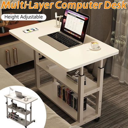 Multi-Layer Height Adjustable  Wooden Computer Desk for Home Office