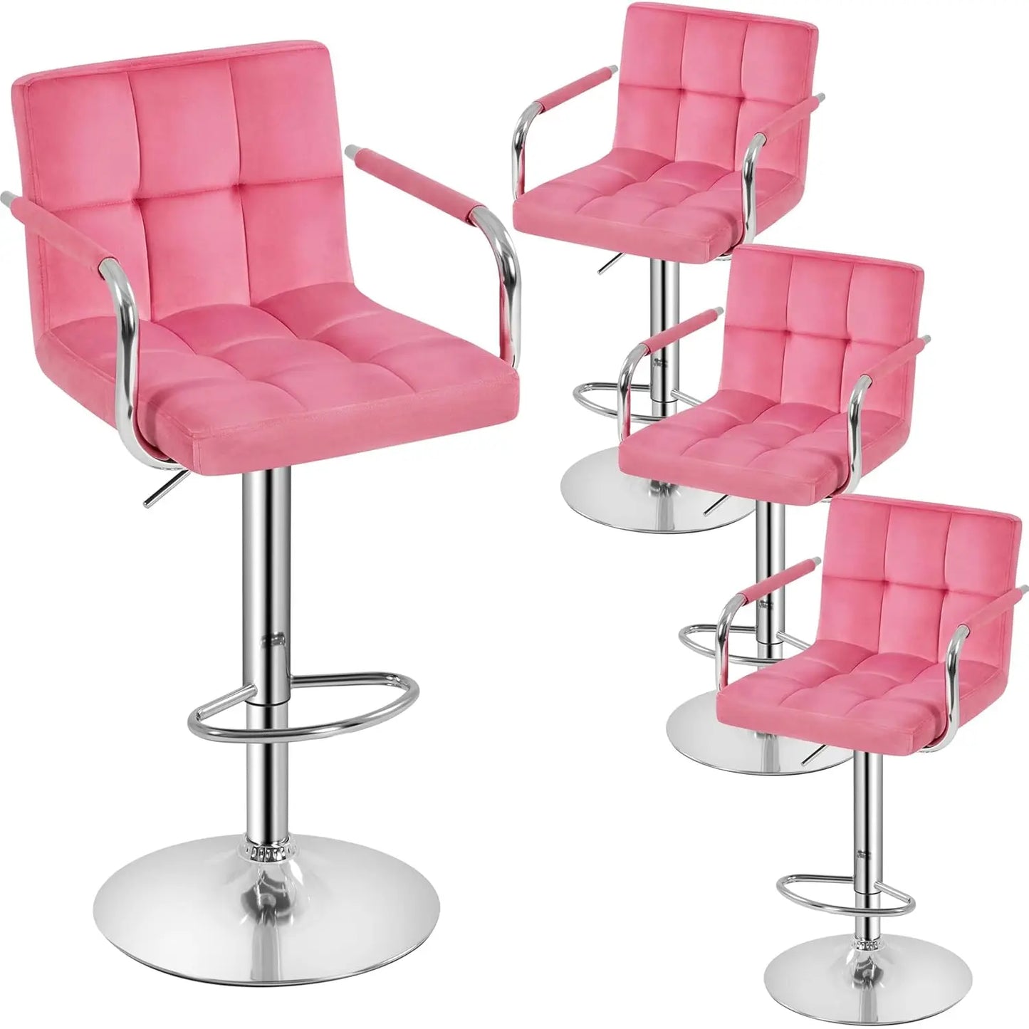 Counter Height Bar Stools Set of 4, PU Leather Adjustable Barstools with Armrest, with Thickened Seat