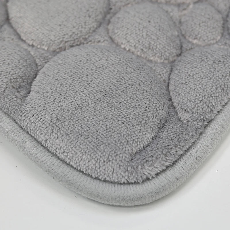 Comfortable and Soft, Three-piece Set  of Solid Color  Bathroom Non-slip Floor Mat Stone Pattern,