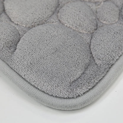Comfortable and Soft, Three-piece Set  of Solid Color  Bathroom Non-slip Floor Mat Stone Pattern,