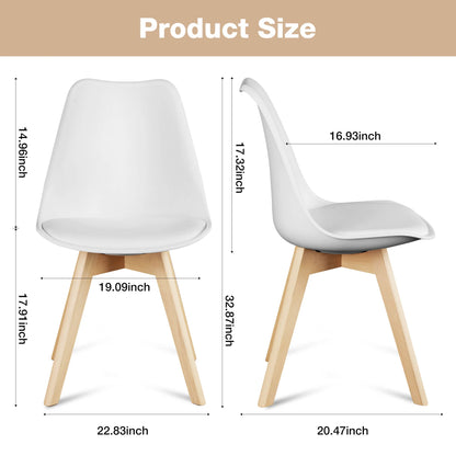 Leather Dining Chairs Set of 4  with Wooden Legs