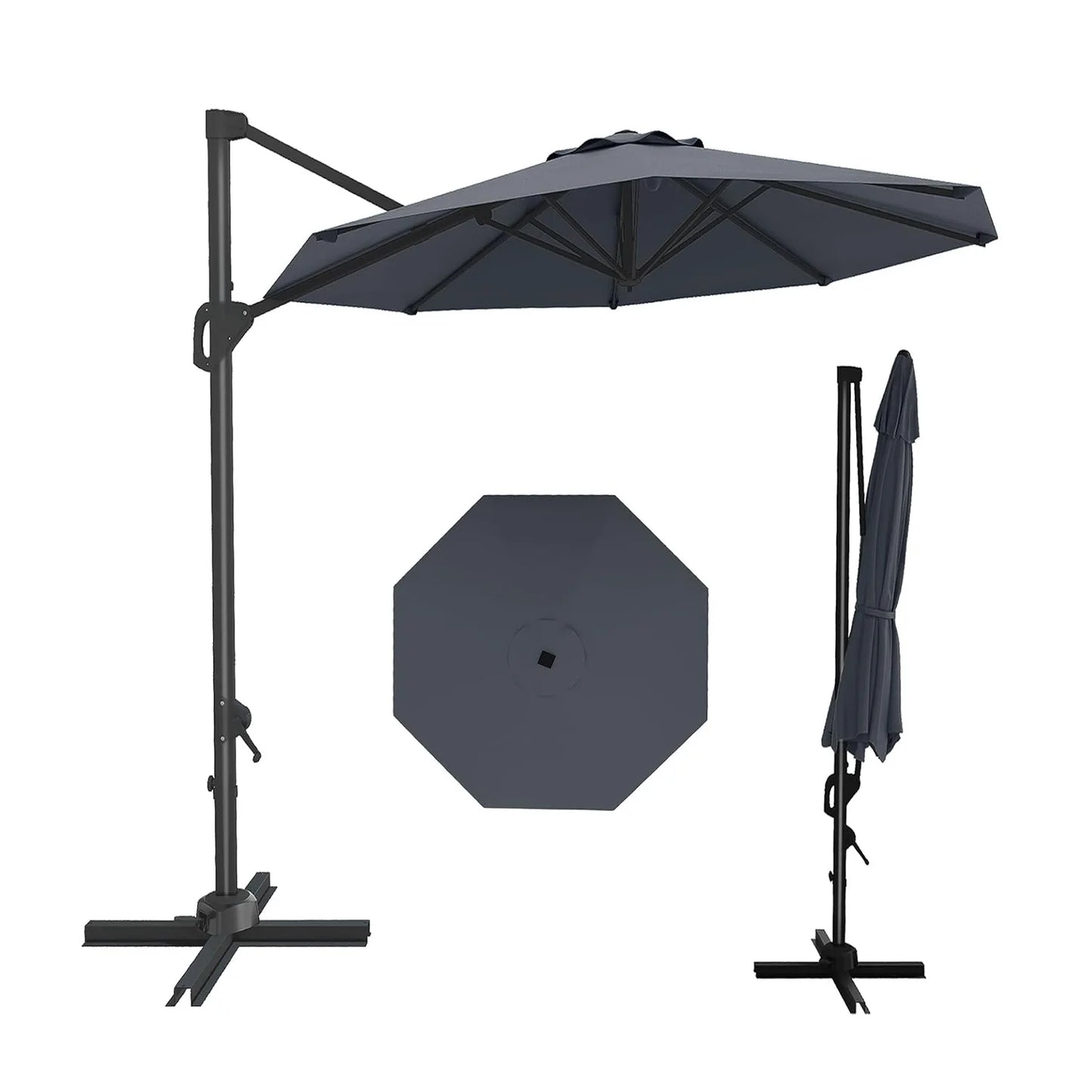 10FT Cantilever Patio Umbrella 360° Rotation & Tilt Adjustment