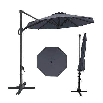 10FT Cantilever Patio Umbrella 360° Rotation & Tilt Adjustment