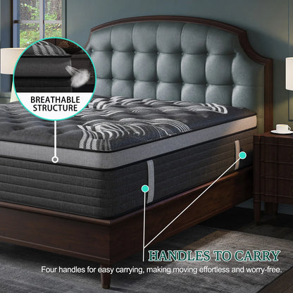 12" Gel Memory Foam Hybrid Pocket Spring Mattress Twin Full King Queen Bed Mattress In A Box, Medium Firm Motion Isolation