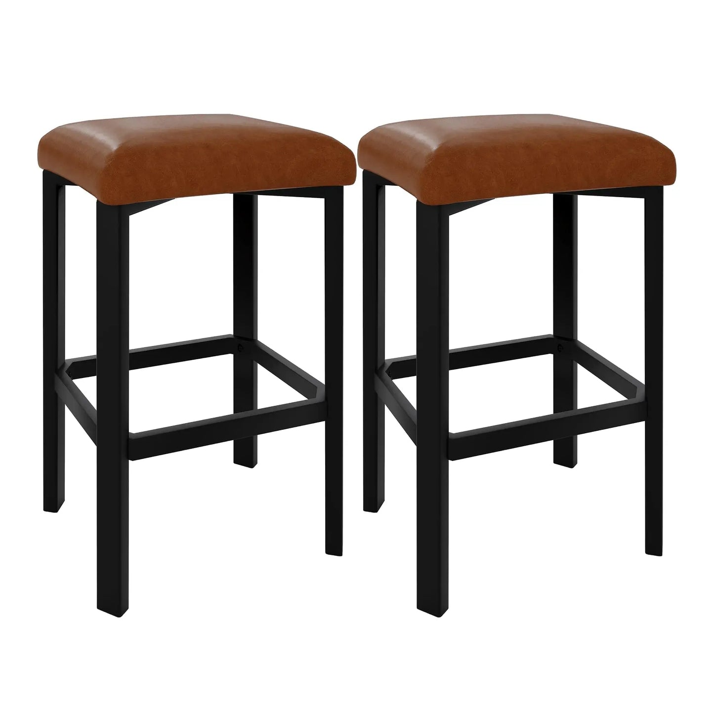Counter Height Bar Stools Set With PU Leather Seat And 2 Inch Thick Upholstery Modern Heavy Duty Metal Frame Base Easy Assembly For Kitchen Island And Bar Counter Available In Set Of 2 Or 4