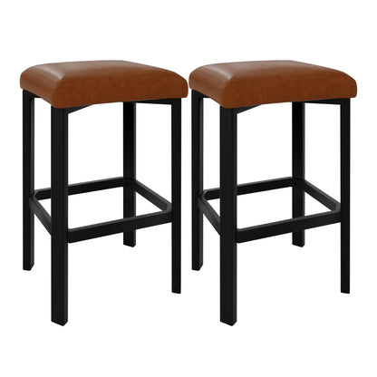 Counter Height Bar Stools Set With PU Leather Seat And 2 Inch Thick Upholstery Modern Heavy Duty Metal Frame Base Easy Assembly For Kitchen Island And Bar Counter Available In Set Of 2 Or 4