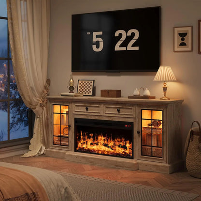 Entertainment Center with  Electric Fireplace & LED Lights,