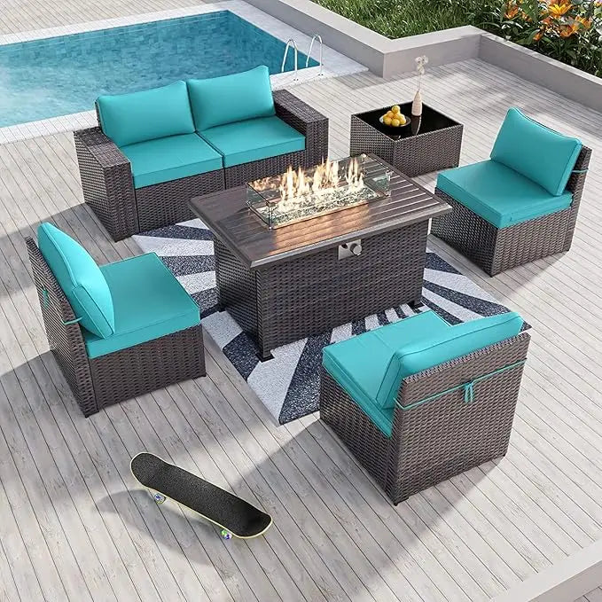 6PCS Outdoor Wicker Rattan Sectional Sofa Patio Furniture Set