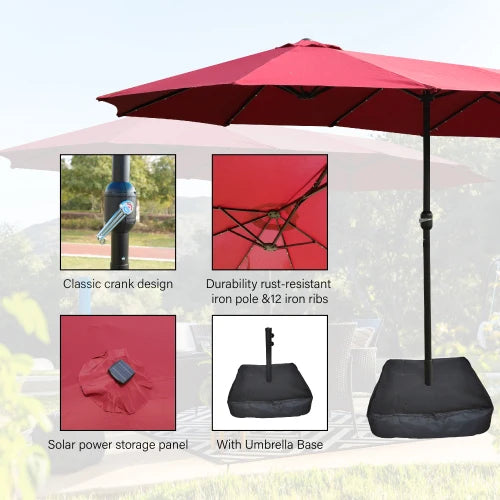 15x9 foot widened double terrace rectangular outdoor umbrella,