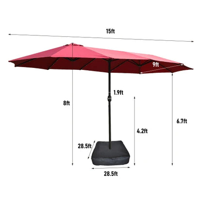 15x9 foot widened double terrace rectangular outdoor umbrella,