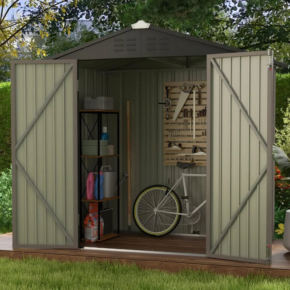 6x4 FT Outdoor Garden Tool Storage Shed,  with Sloping Roof and Double Lockable Door