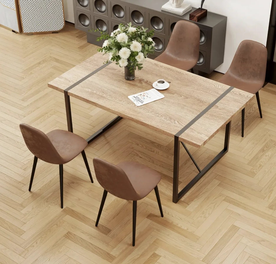 Wood Dinette Table with for 4  Fabric Dining Chairs