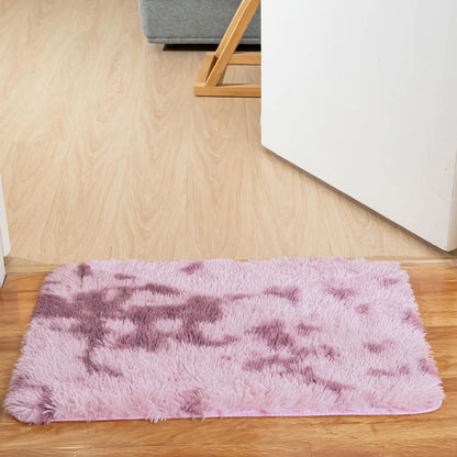 Tie-Dye Non-Slip  Silk Wool Rugs   Machine Washable Carpet Mats