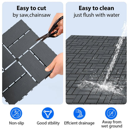 44-Piece Pack of Plastic Lock Floor Tiles, Lock Terrace Tiles, Ideal for Garden, Walkway, Balcony, Patio and Porch Decor