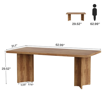 63-inch Executive Desk, Vintage Home Office Computer Desk with Large Tabletop, Farmhouse Wood Writing Conference Table