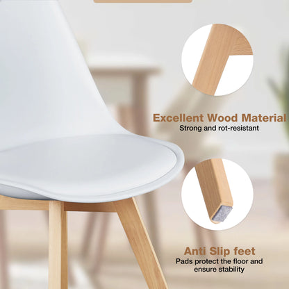 Leather Dining Chairs Set of 4  with Wooden Legs