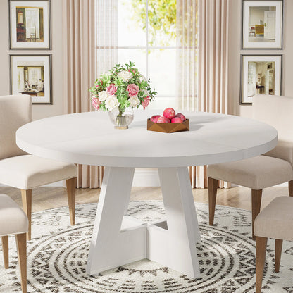 Round Dining Table for 4, 47 Inch Farmhouse Kitchen Table