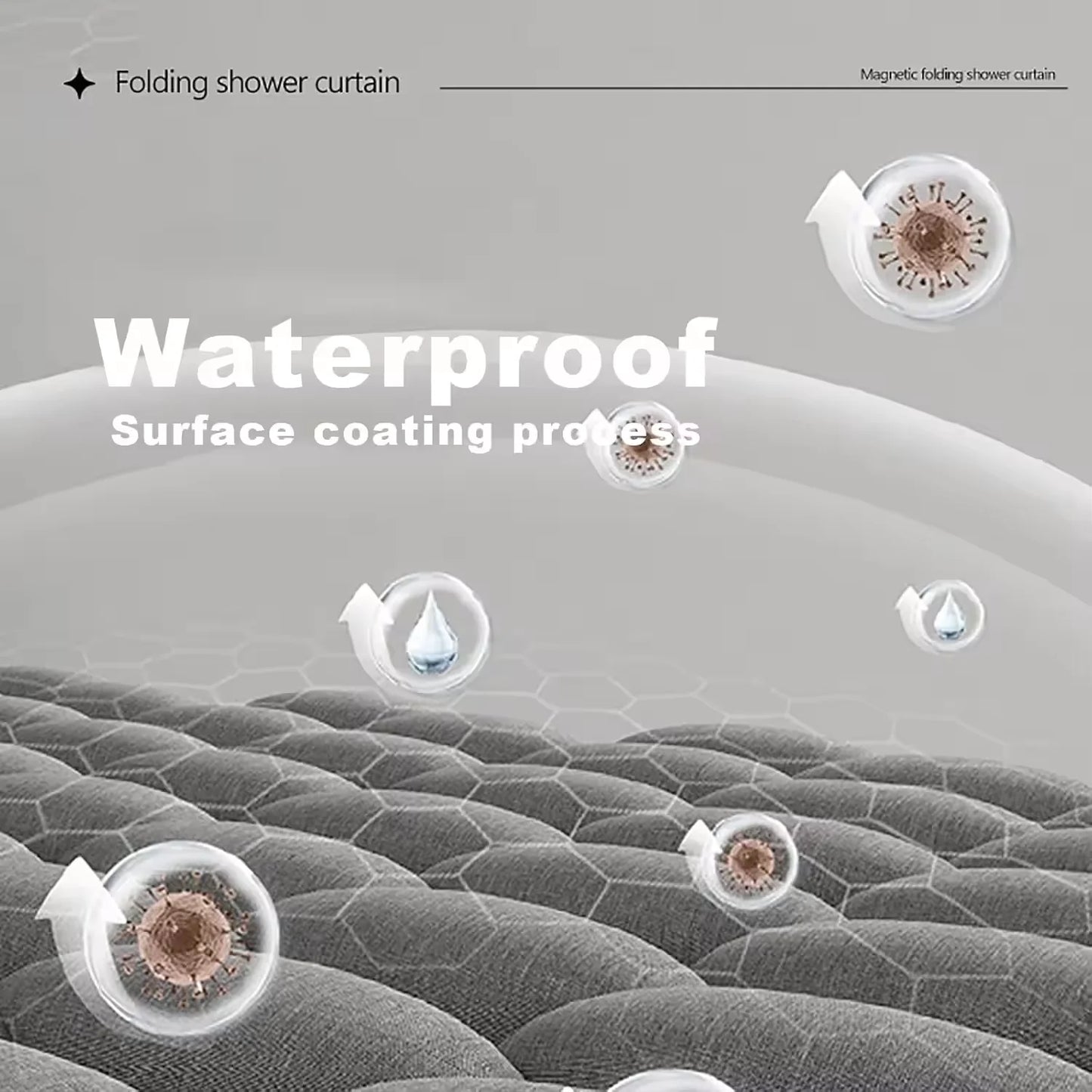 Magnetic Foldable Waterproof Bath Curtain  for Walk-In Shower