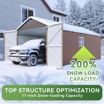 Large 12x20x9.3 FT Metal Storage Shed  with Double Doors, Side Door & Windows, Heavy Duty All-Weather Outdoor Garden