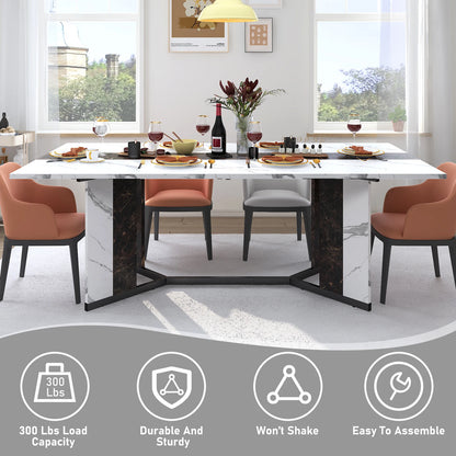 71In Large Rectangular White Dining Table for 4 5 6 8 10 People,