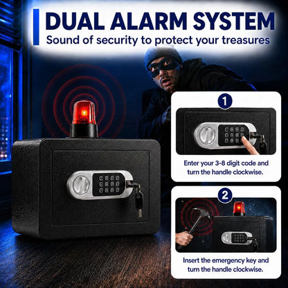 0.5 Cu Ft Digital Home Safe With Keypad And Emergency Key Anti Pry Steel Bolts Reinforced Steel Door External Battery Box Dual Locking For Cash Jewellery Passports And Valuables