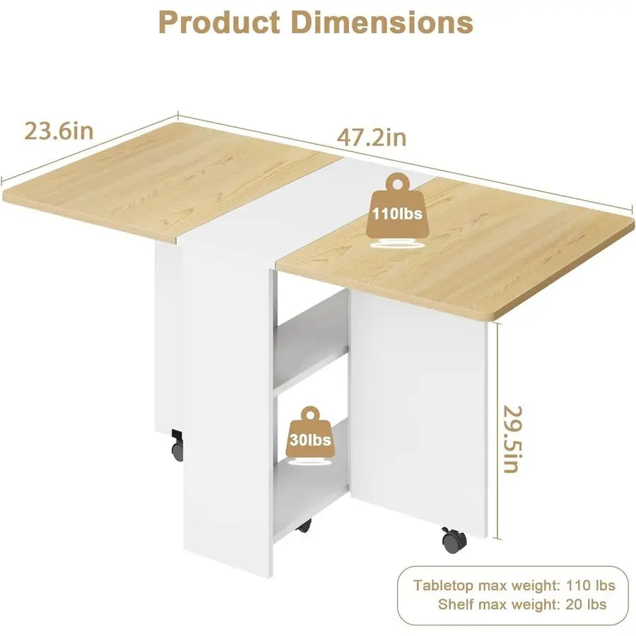 Space Saving Farmhouse Dining Table for 4 with Storage