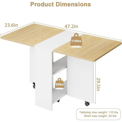 Space Saving Farmhouse Dining Table for 4 with Storage