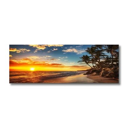 Lazy Beach Sunset Scenery Canvas Art Painting Poster