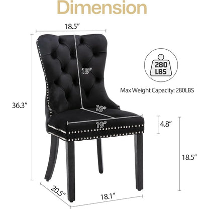 Velvet Dining Chairs Set of 6, Nikki Collection Dining Room Chairs with Wood Legs
