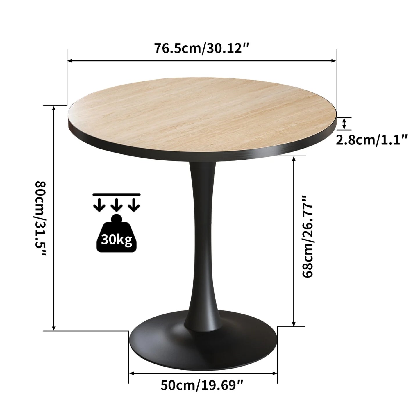 Leisure Round  Dining RoomTable  for 2-3 People  Stone Top