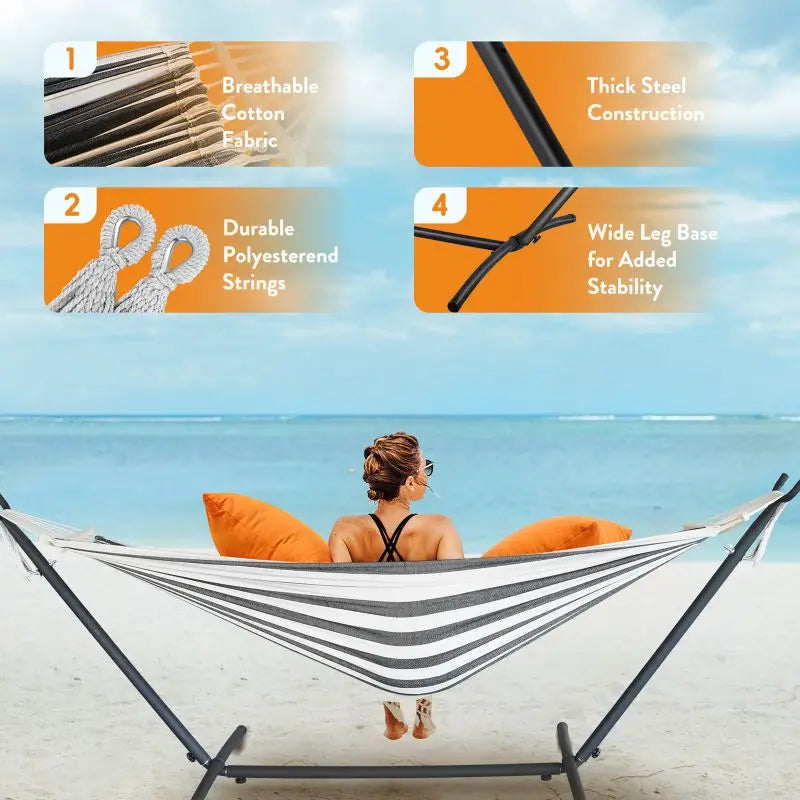 Adjustable Stand Hammock - 600lb Capacity Stylish Hammock Bed with Storage Bag for Outdoor Relaxation