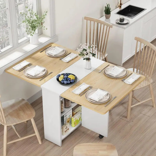 Space Saving Farmhouse Dining Table for 4 with Storage