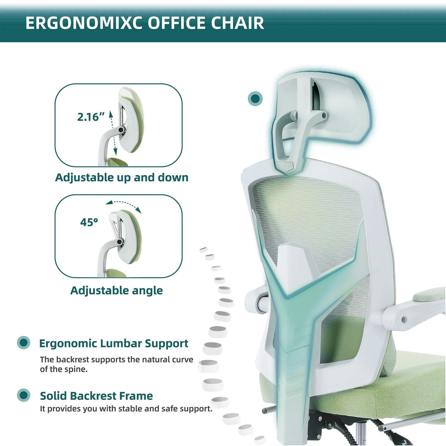 Ergonomic Reclining High Back Mesh  Gaming Chair  Swivel Rolling  Lumbar Support Pillow