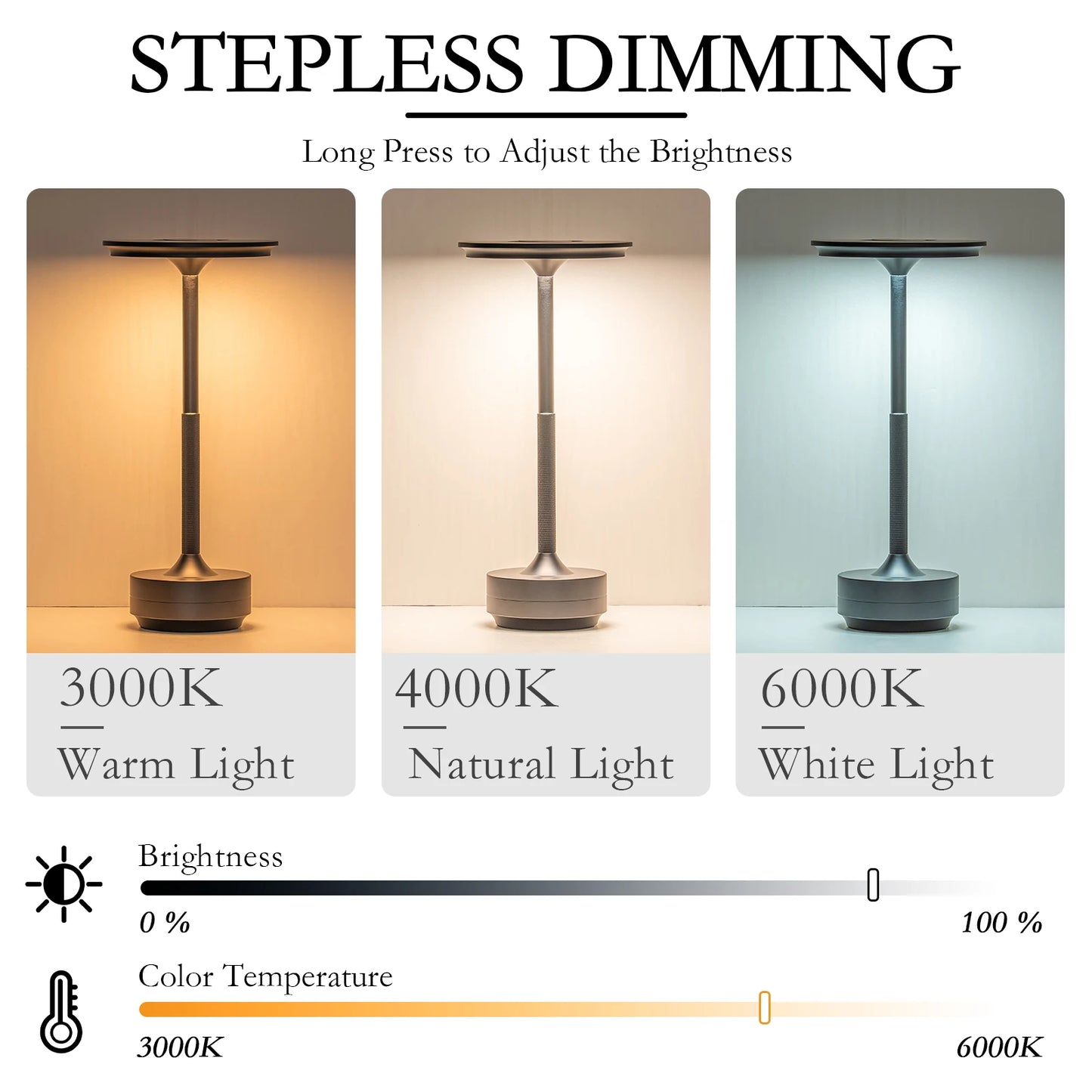 Rechargeable Wireless LED  Lamp with Touch Sensor Desktop Night