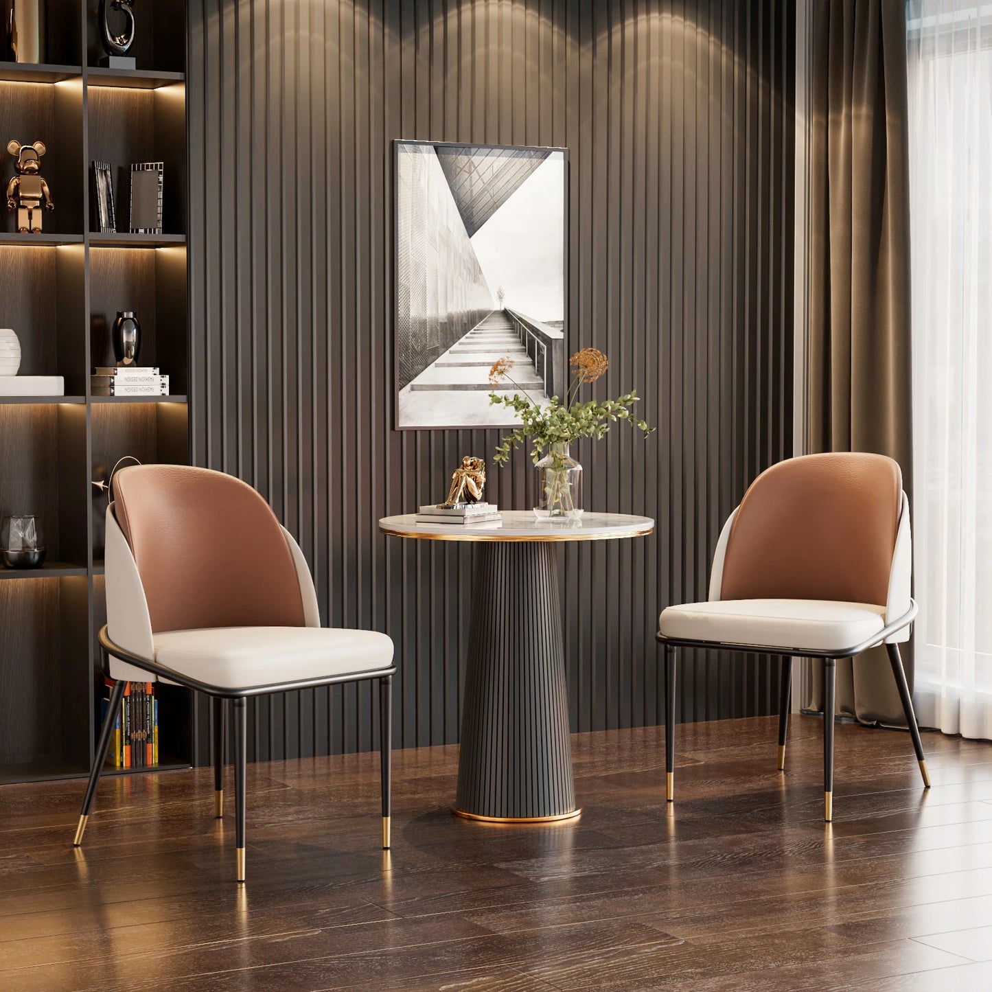 Faux Leather Dining Chairs Set of 2,