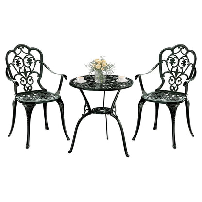 Cast Aluminum Bistro Set 3pc Table & Chairs w/Umbrella Hole Outdoor Patio Garden Lawn, Customized