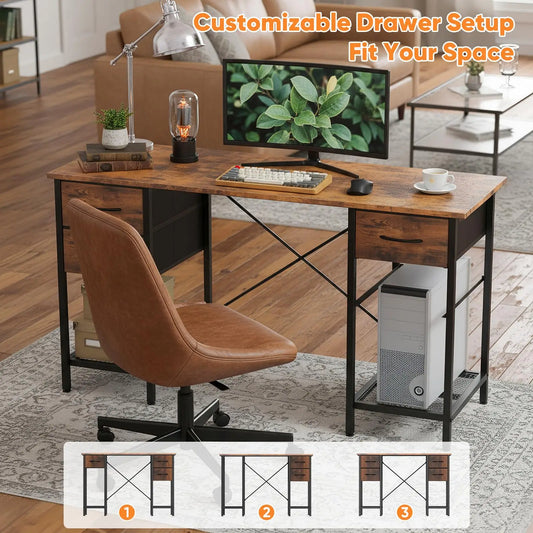 55 Inch Computer Desk  with 4 Drawers