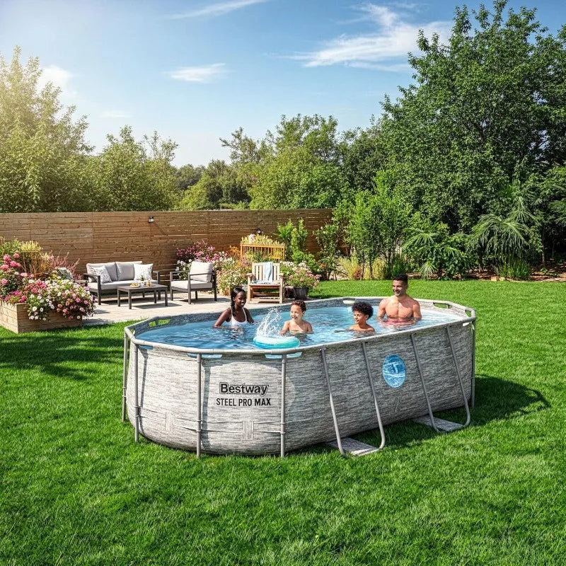 Above Ground Oval Metal Frame Outdoor Swimming Pool 14’ x 8'2" x 39.5”