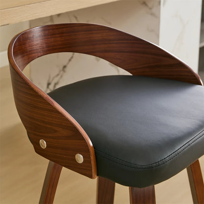 Swivel Barstools (2) with Low Back Wood Legs