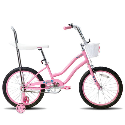 20 Inch Girls Bike with Training Wheels, Banana Seat Bike for Girls Ages 7-12 Years Old with Handbrake and Coaster Brake