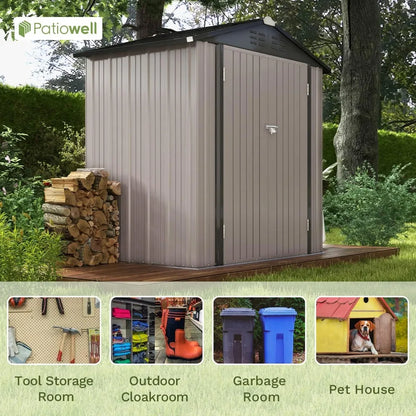 6x4 FT Outdoor Garden Tool Storage Shed,  with Sloping Roof and Double Lockable Door