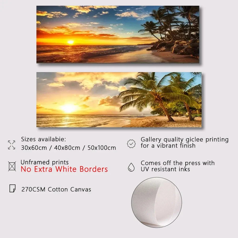 Lazy Beach Sunset Scenery Canvas Art Painting Poster