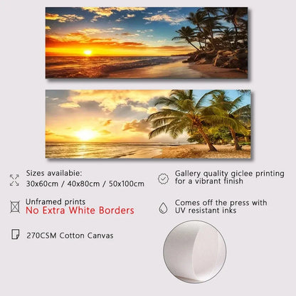 Lazy Beach Sunset Scenery Canvas Art Painting Poster