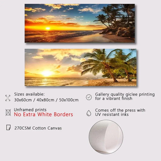 Lazy Beach Sunset Scenery Canvas Art Painting Poster