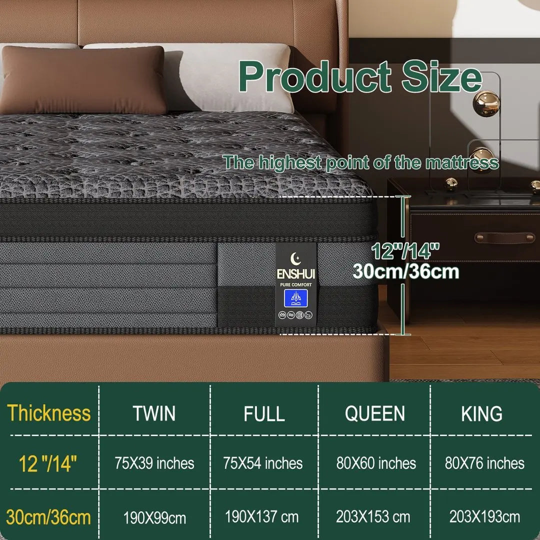 12/14inch Memory Foam Pocket Spring Mattress Suitable for Home Bedrooms and Hotels