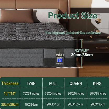 12/14inch Memory Foam Pocket Spring Mattress Suitable for Home Bedrooms and Hotels