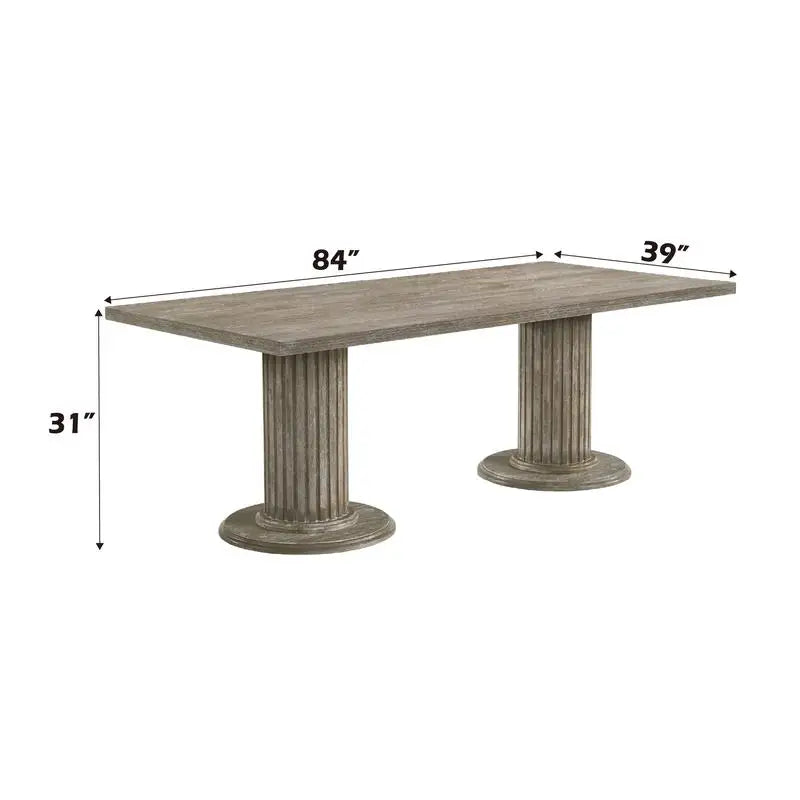 Reclaimed Gray Finish 7-Piece Dining Room Set with Chairs and Table