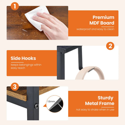 47IN Computer Desk with 2 Drawers For Study Wood Table with Adjustable Position Drawers Modern Work Table for Office or Gaming